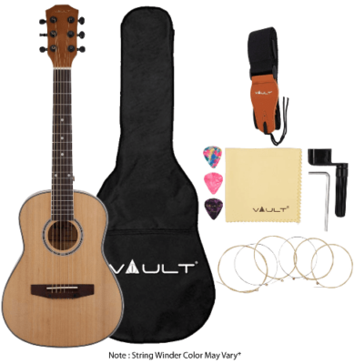 Vault Junior Half Size Acoustic Guitar for Kids With Gigbag, Strings, Polishing Cloth, String Winder and Picks